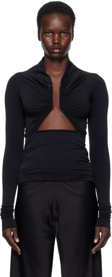 Тениска Rick Owens Rick Owens Hollywood Jersey Long Sleeve Prong T-Shirt Черно | RP01E7222 JN, 0