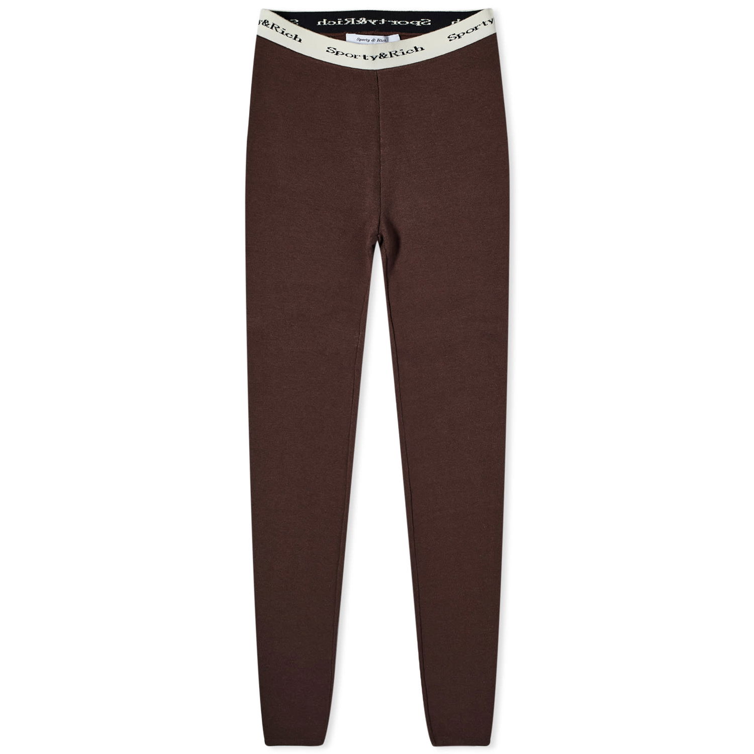 Клинове Sporty & Rich Serif Logo Ribbed Leggings Кафяво | LEAW2311CH-BRO, 0