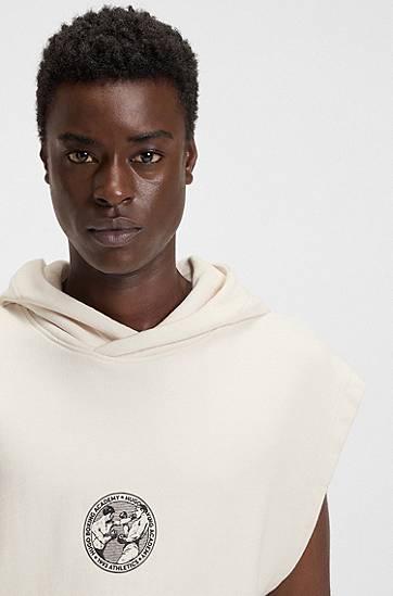 Суитчър BOSS Sleeveless Hoodie with Boxing Graphic Бяло | 50542433, 1