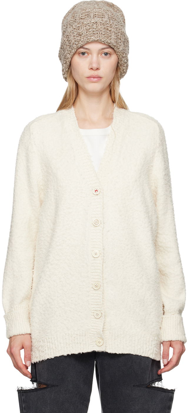 Пуловер Maison Margiela Off-White Oversized Piled Cardigan Бяло | SI0GP0002 S17664, 0