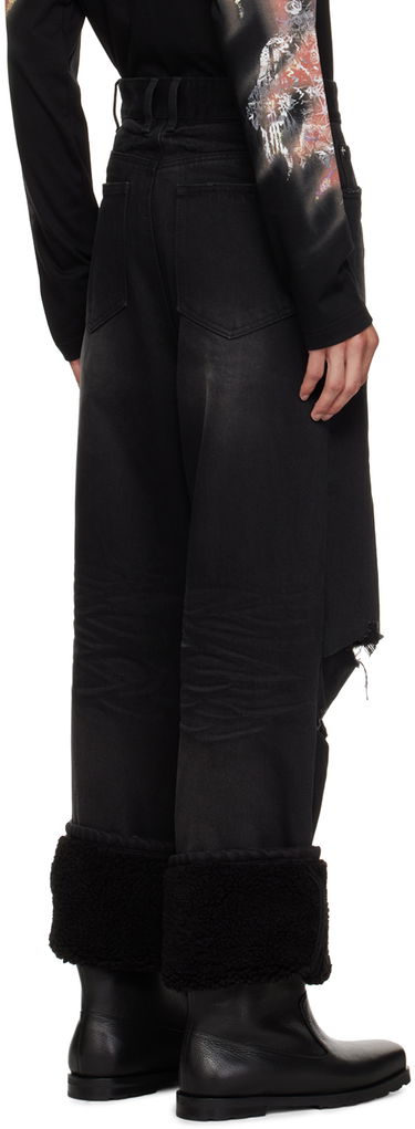 Дънки We11done We11done Faded Shearling Cuff Jeans Черно | WD-DP3-23-315-M-BK, 2