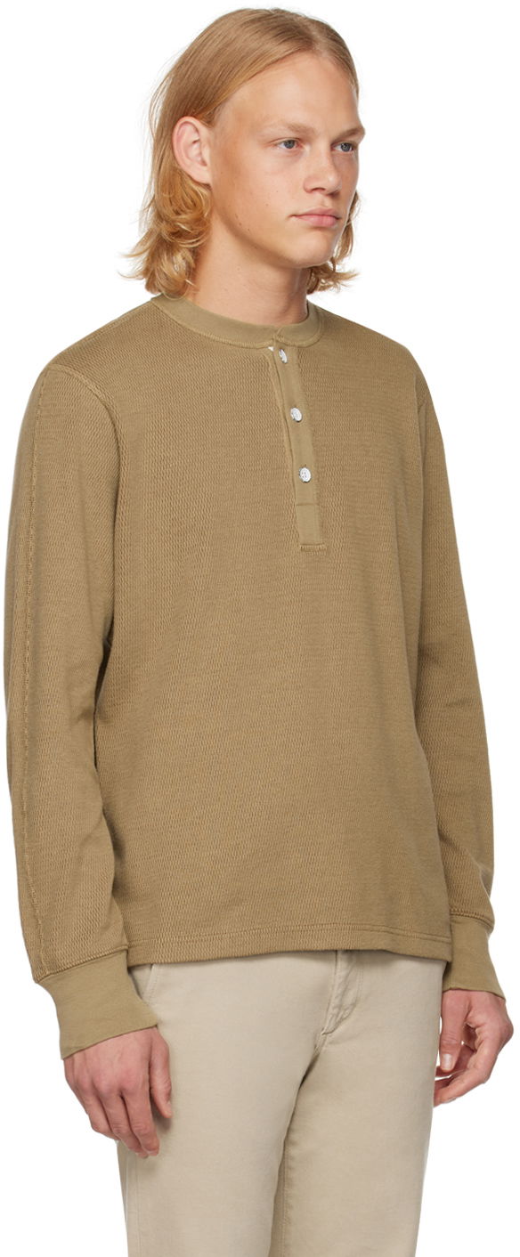 Пуловер rag & bone Collin Henley Shirt Кафяво | MBC22HT025JQ25, 1