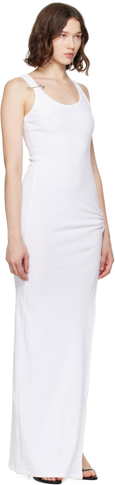 Pокля Versace Versace Safety Pin Ribbed Knit Draped Gown Бяло | 1020810_1A14819, 1
