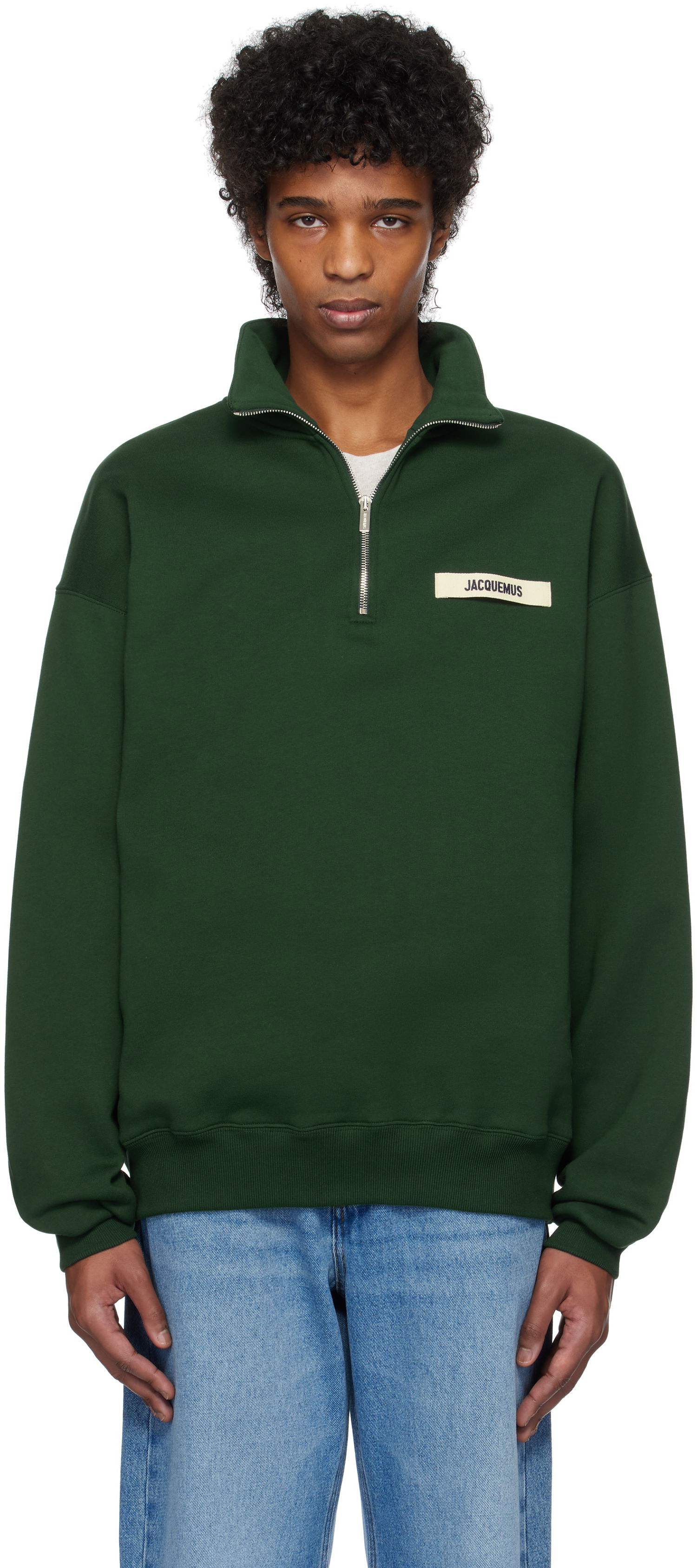 Пуловер Jacquemus Jacquemus Gros Grain Zipped-Rollneck Sweatshirt Зелено | 25E255JS283-2458, 0