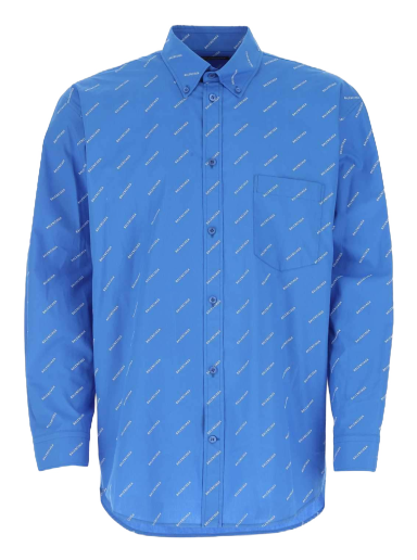 Риза Balenciaga All Over Logo Shirt Синьо | 534333TBL967560