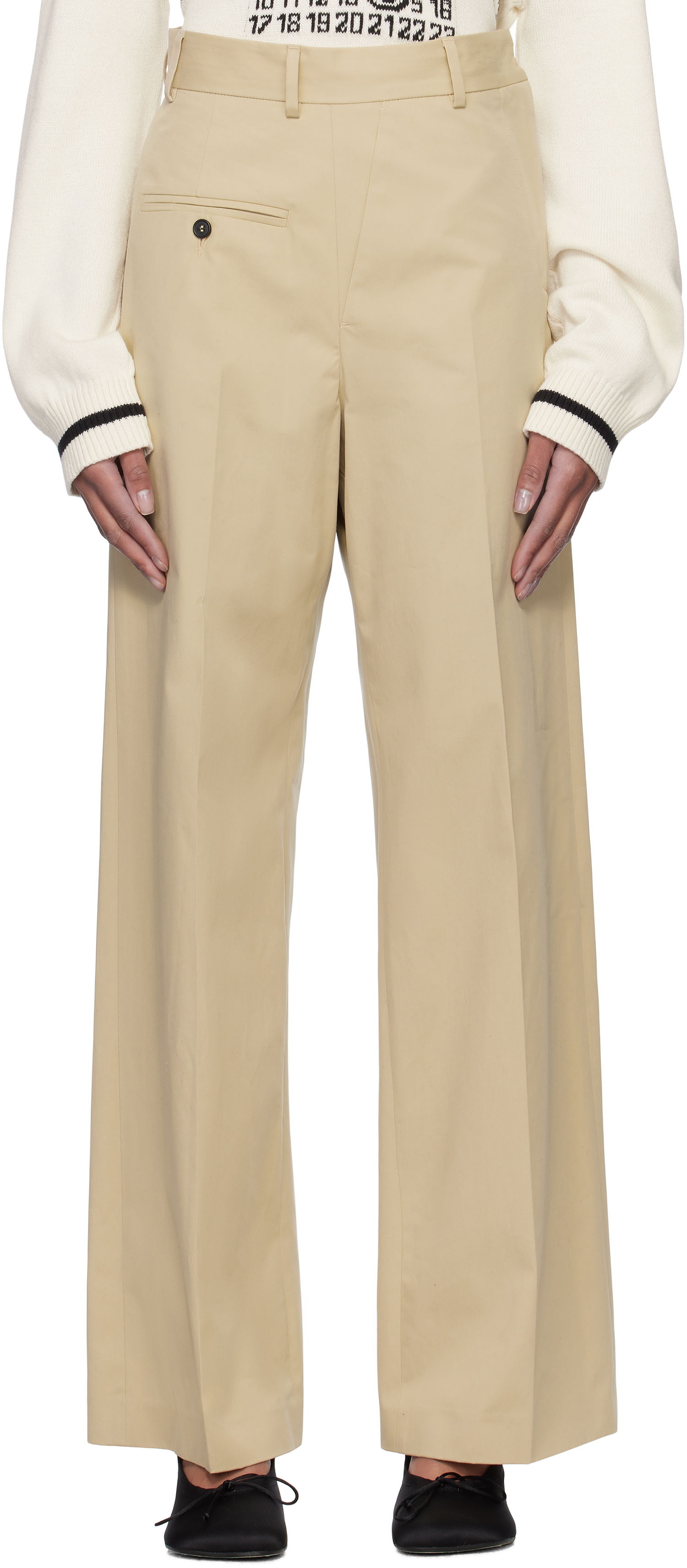 Панталони Maison Margiela MM6 Maison Margiela Tailoring Twisted Trousers Бежово | S52KA0516 M35148, 0