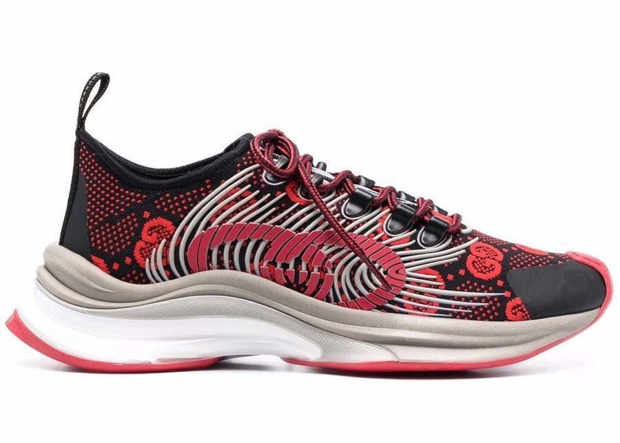 Кецове и обувки Gucci Monogram Sneakers Black Red (Women's) Червено | 680903 USN10 8490, 0