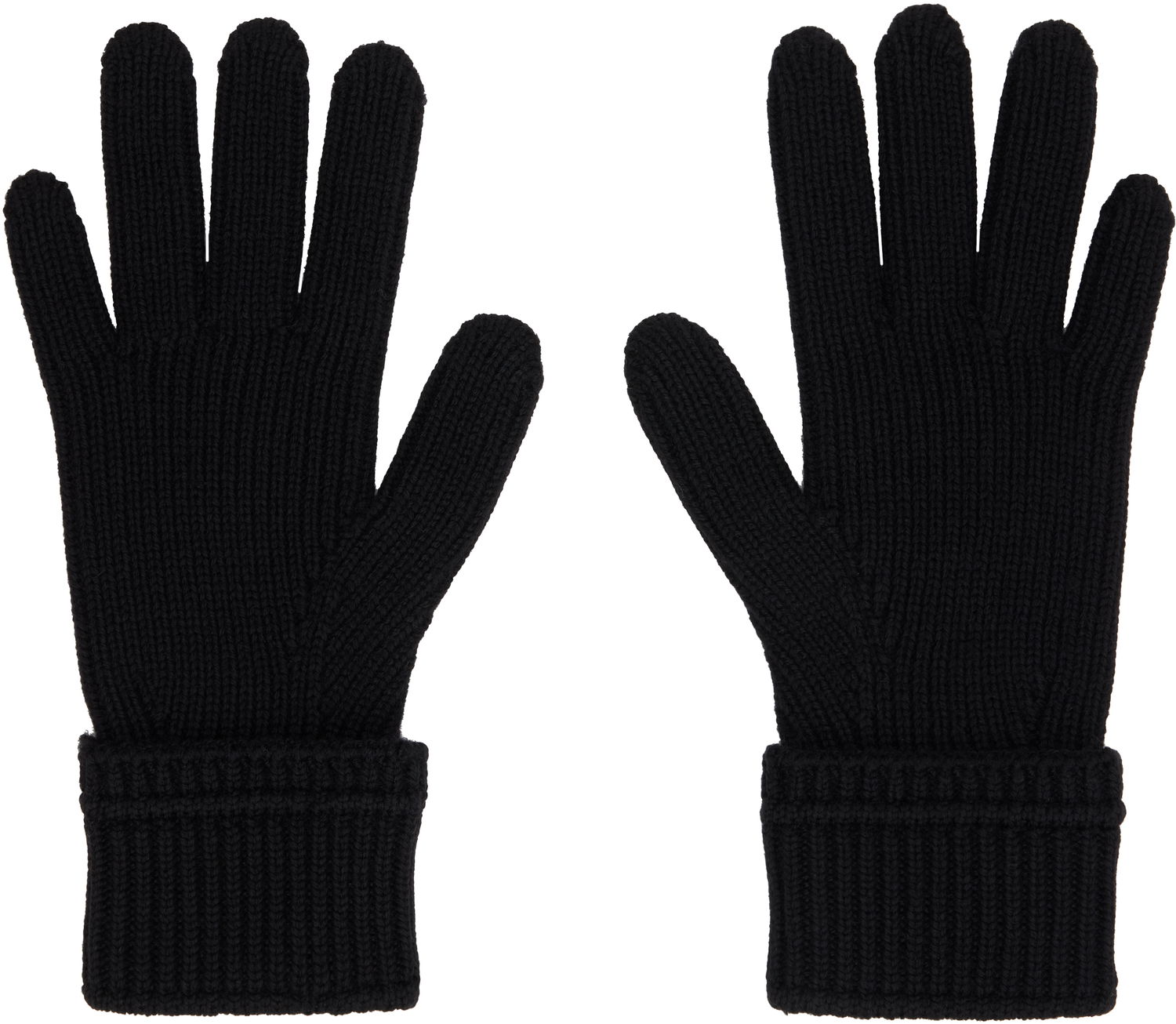 Ръкавици Burberry Burberry Wool Gloves with Logo Patch Черно | 8114593, 1