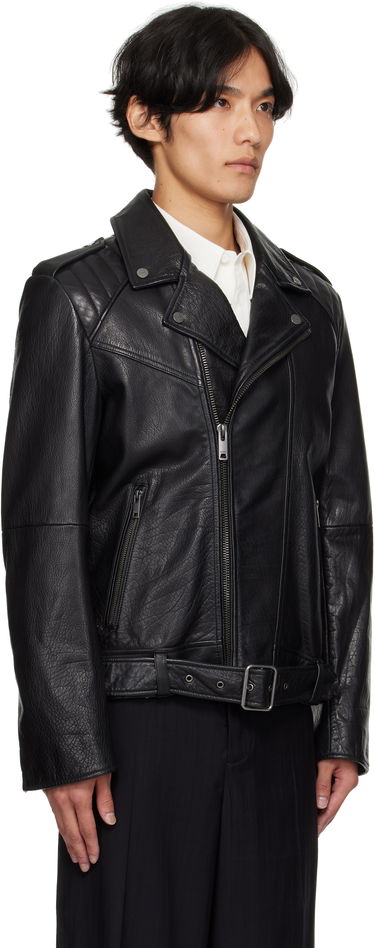 Яке BOSS Regular-fit biker jacket in buffalo leather Черно | 50542108, 2