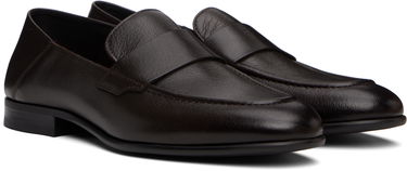 Кецове и обувки BOSS Tumbled Leather Penny Loafers Черно | 50548074, 4