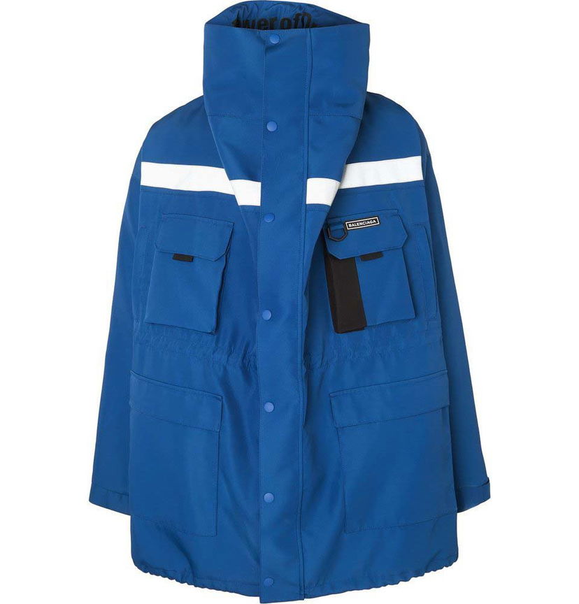 Яке Balenciaga Oversized Printed Canvas Jacket Синьо | 508499 TYD24 4146