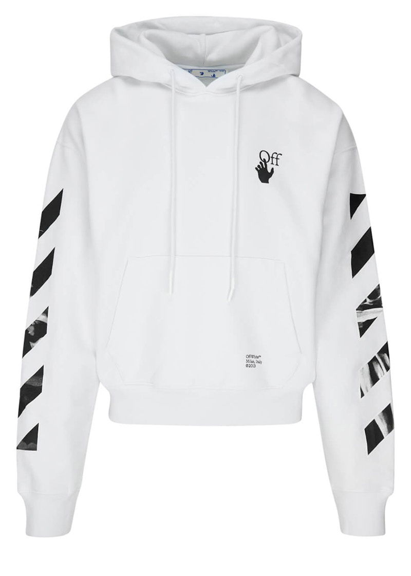Суитчър Off-White Diagonal Stripes Caravaggio Saint Jerome Writing Arrows Hoodie Бяло | OMBB037F21FLE0100110, 0