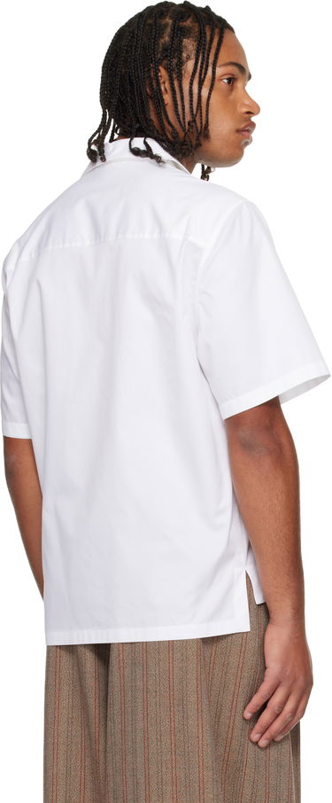 Риза Casablanca Cotton Poplin Dragonfly and Floral Embroidered Short Sleeve Cuban Collar Shirt Бяло | M-AW25-SH-209-01, 2