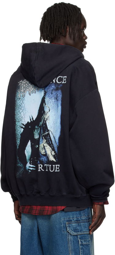 Суитчър VETEMENTS Vetements Cradle of Filth Cut-Up Oversized Zip-Up Hoodie Черно | UCF76ZU950BB, 2