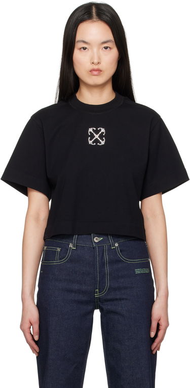 Съкратен топ Off-White Off-White Jewel Mini Arrow Crop T-Shirt Черно | OWAA090S25JER0021072, 0