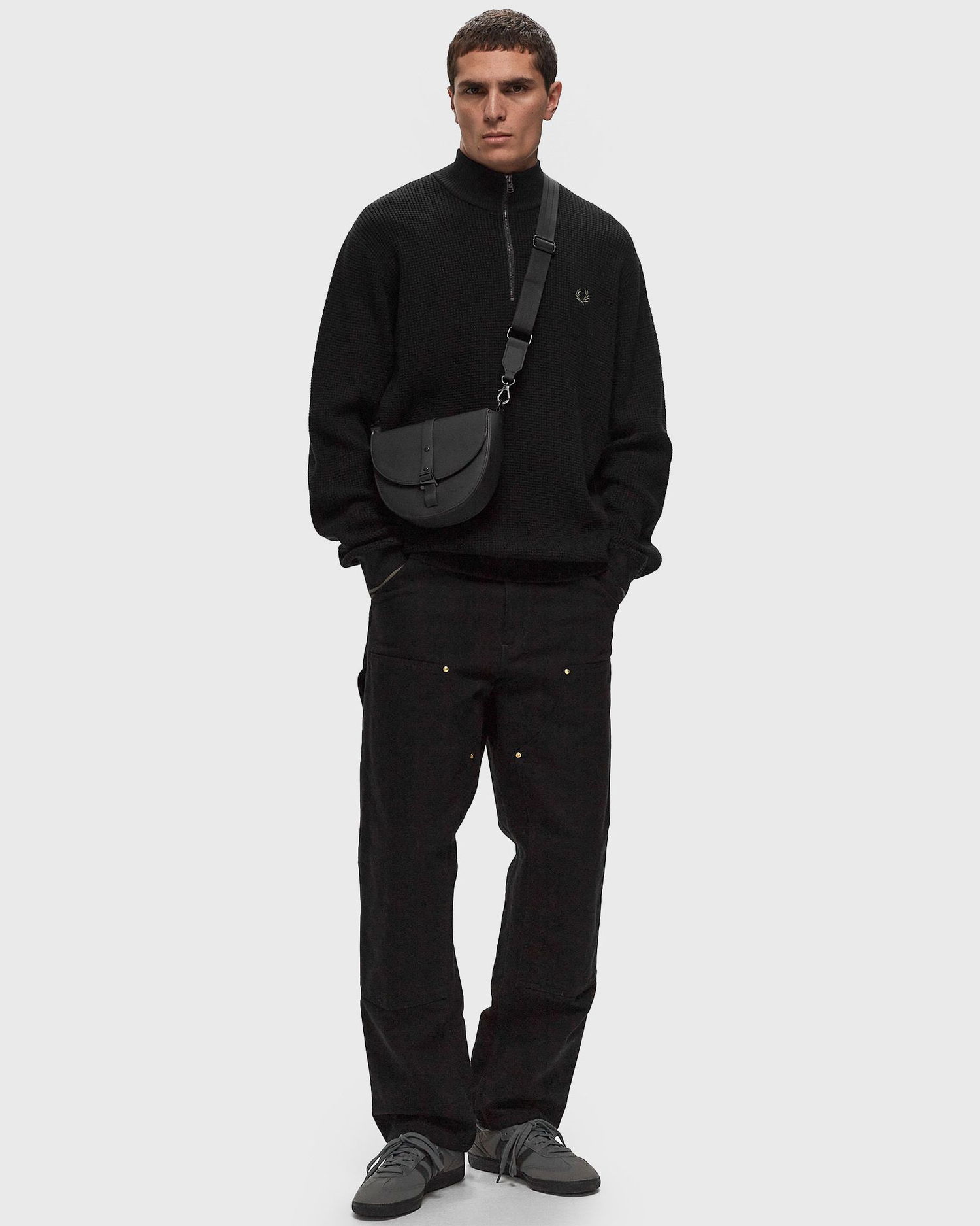 Пуловер Fred Perry Waffle Stitch Half Zip Jumper Черно | K8557-102, 1