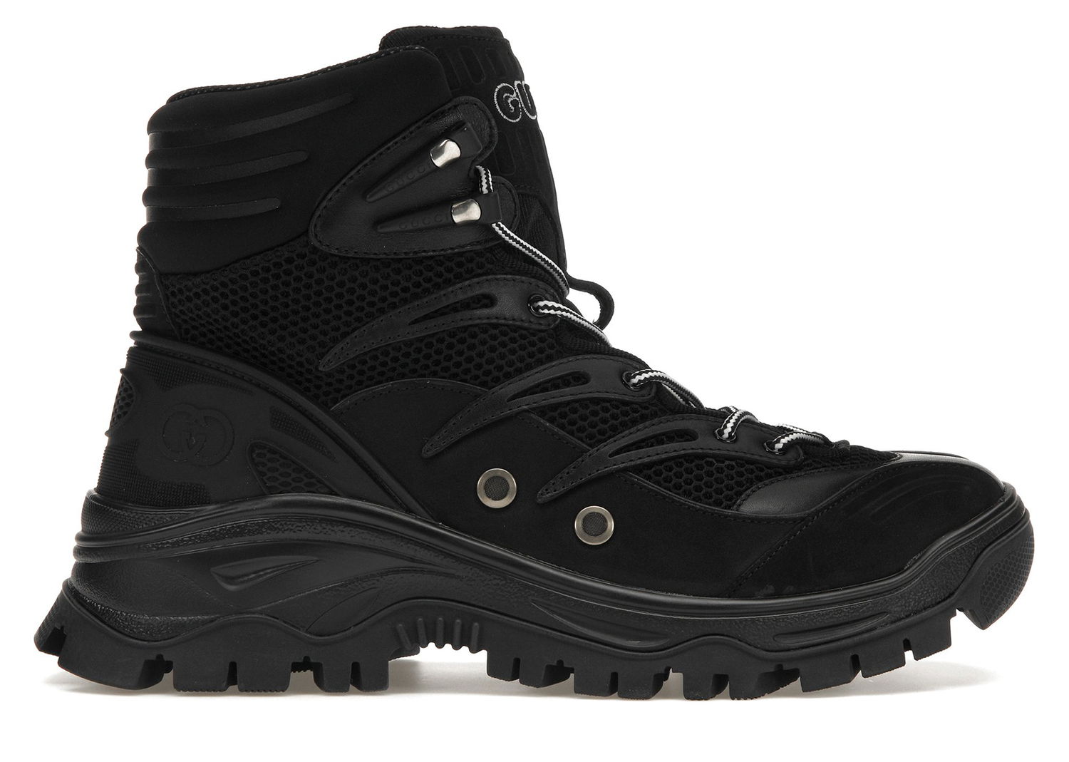 Кецове и обувки Gucci Contrast-Panel Lace-Up Boot Black Черно | 698779 2KD20 1000, 0