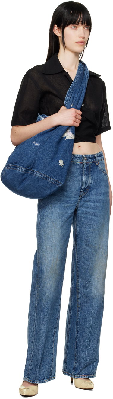 Дамска чанта OUR LEGACY Our Legacy Drip Butterfly Embroidered Denim Bag Синьо | A2258DI, 3