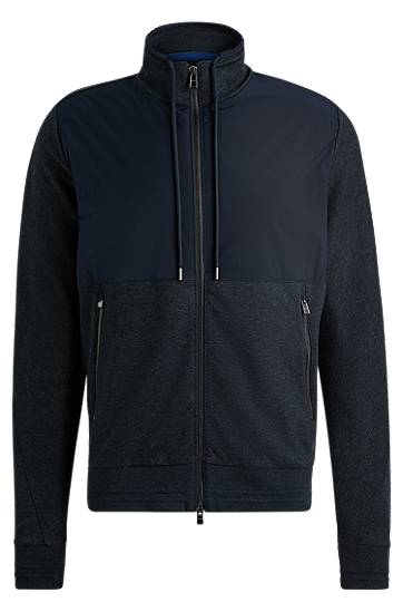 Regular-Fit Mixed-Material Zip Sweatshirt