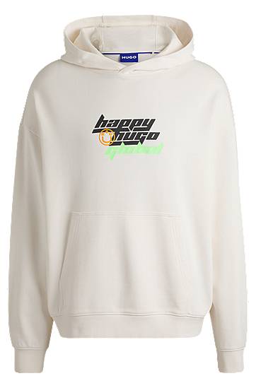 Суитчър BOSS Happy HUGO Oversized Cotton-Terry Hoodie Бяло | 50536113