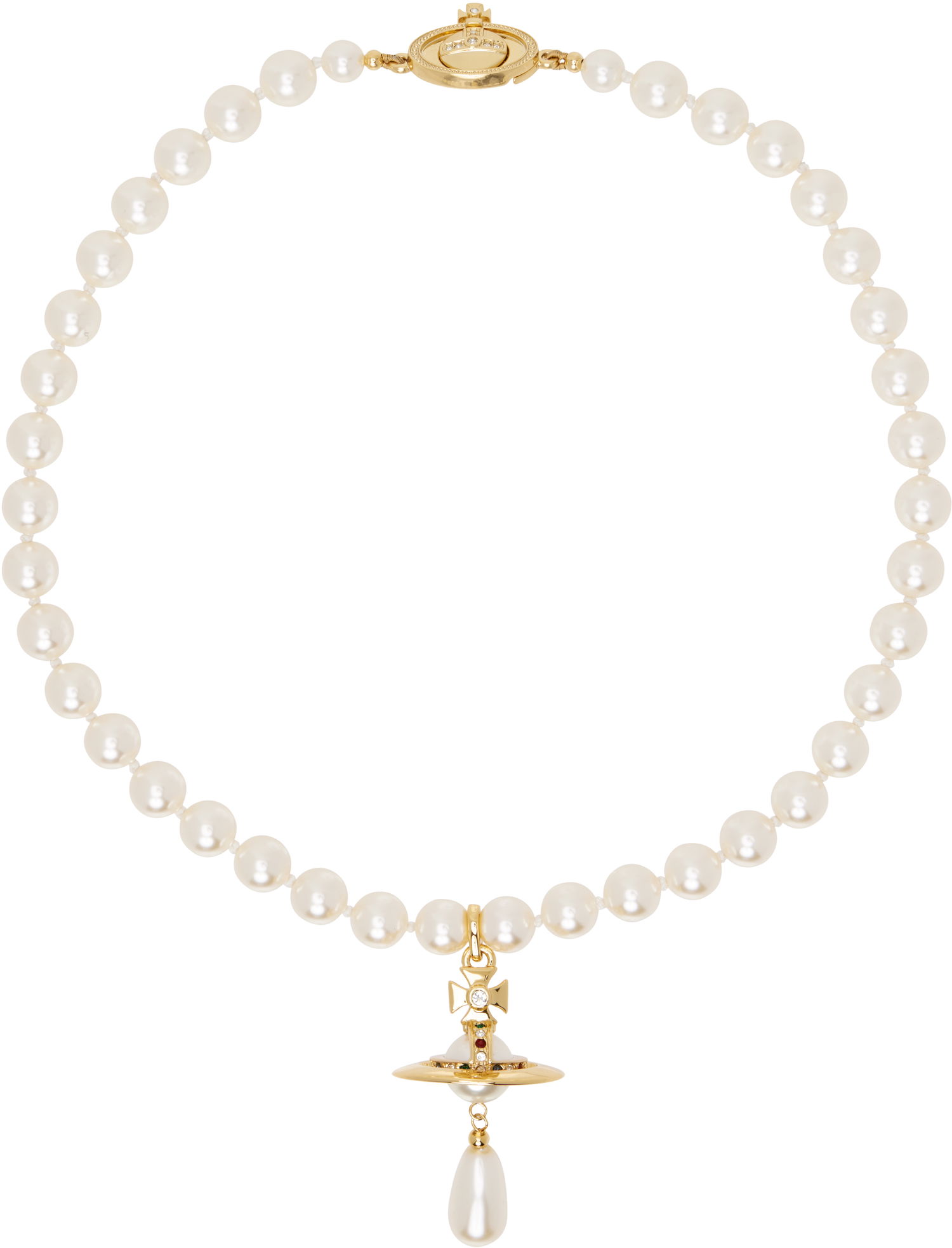Колие Vivienne Westwood Pearl Drop Choker Necklace Металик | 63030008-02R118-CN, 1