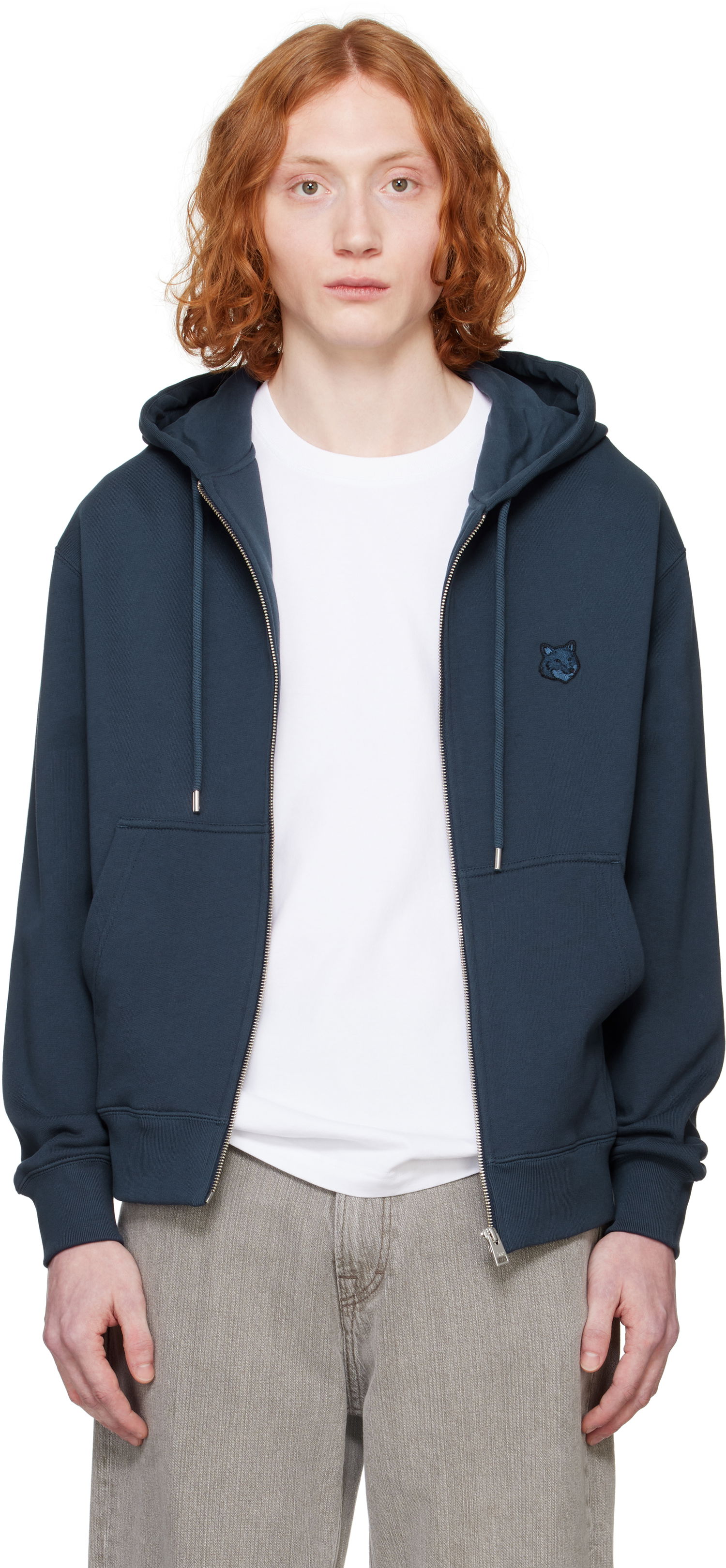 Суитчър MAISON KITSUNÉ Maison Kitsuné Fox Head Zip Hoodie Тъмно синьо | MM00714KM0321, 0