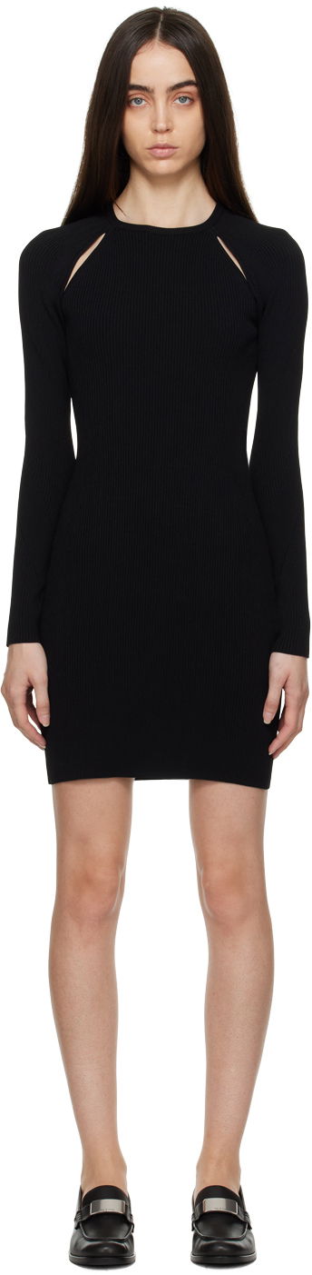 Pокля rag & bone Rag & Bone Asher Shoulder Cutout Ribbed Knit Minidress Черно | WAS22HS048YL48, 0