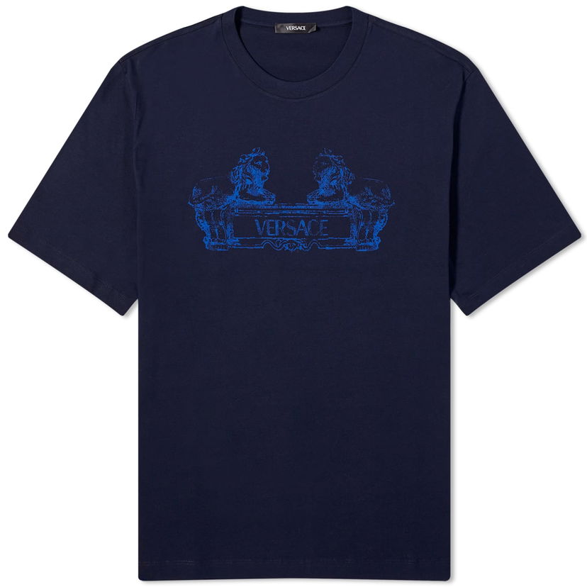 Тениска Versace Men's Cartouche Print Tee Navy Blue Тъмно синьо | 1013302-1A09867-1UI20