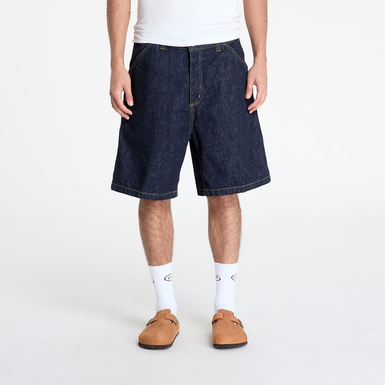 Къси панталони Carhartt WIP OG Single Knee Short Blue Rinsed Тъмно синьо | I034872.0102, 0