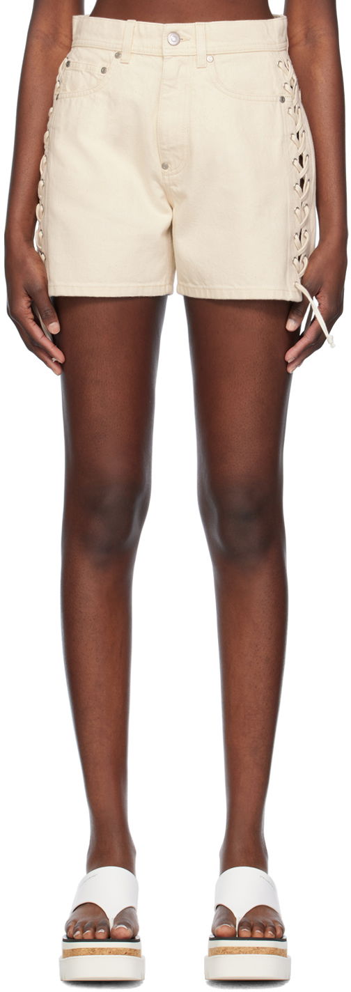 Къси панталони Stella McCartney Stella McCartney Lace-Up Denim Shorts Бежово | 6D02823SPH73, 0