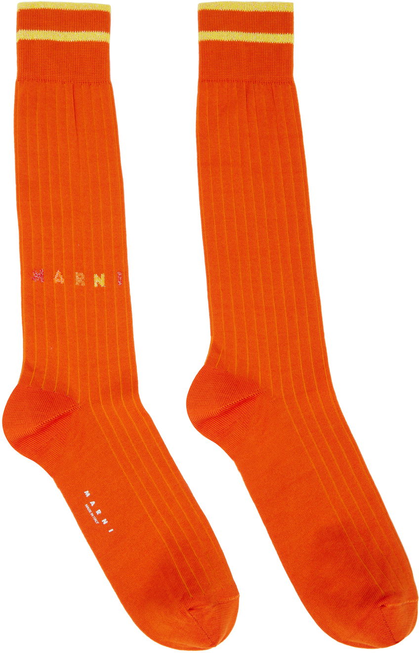 Чорапи Marni Marni Ribbed Knit Socks Оранжево
 | SKZC0110Q0 UFC143, 0