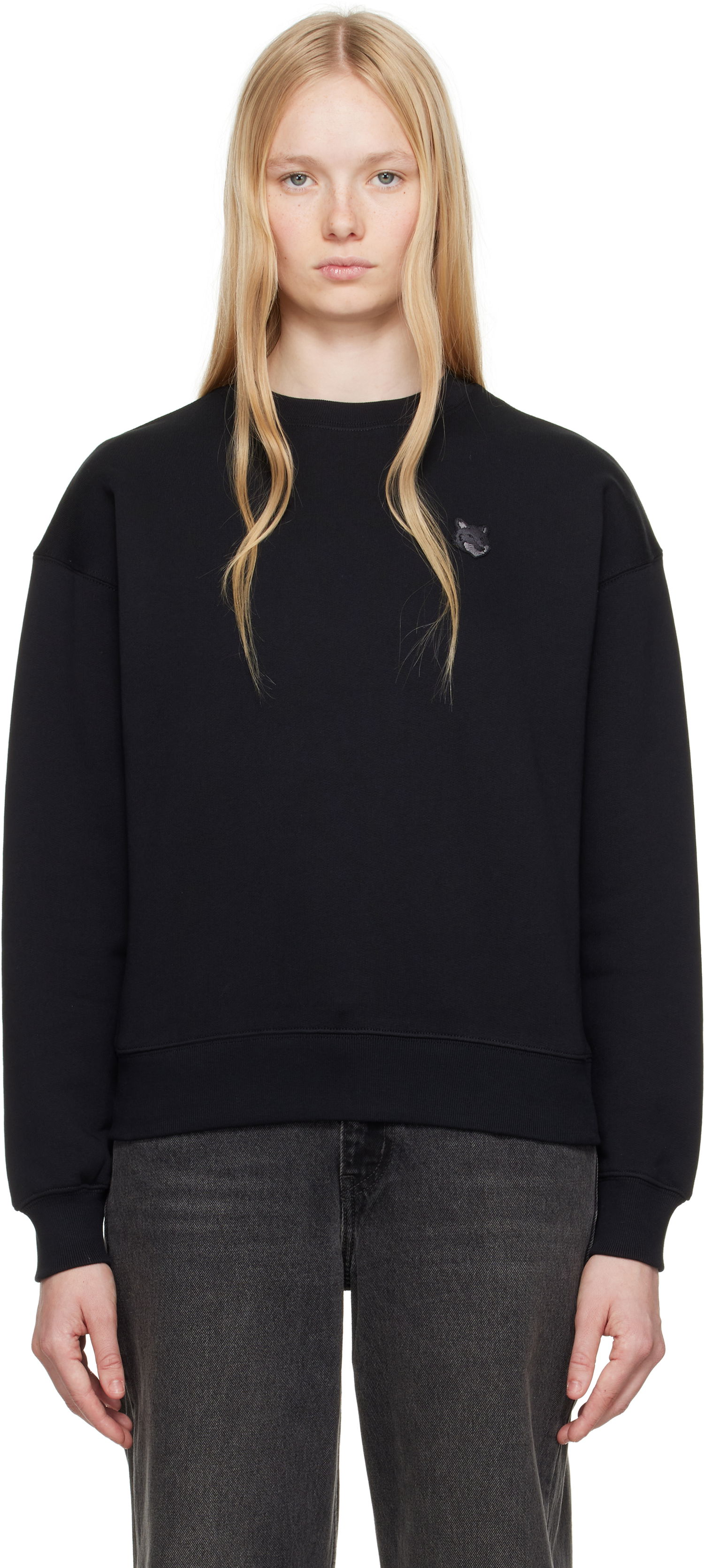 Пуловер MAISON KITSUNÉ Maison Kitsuné Comfort Sweatshirt with Fox Head Patch Черно | MW00315KM0321, 0