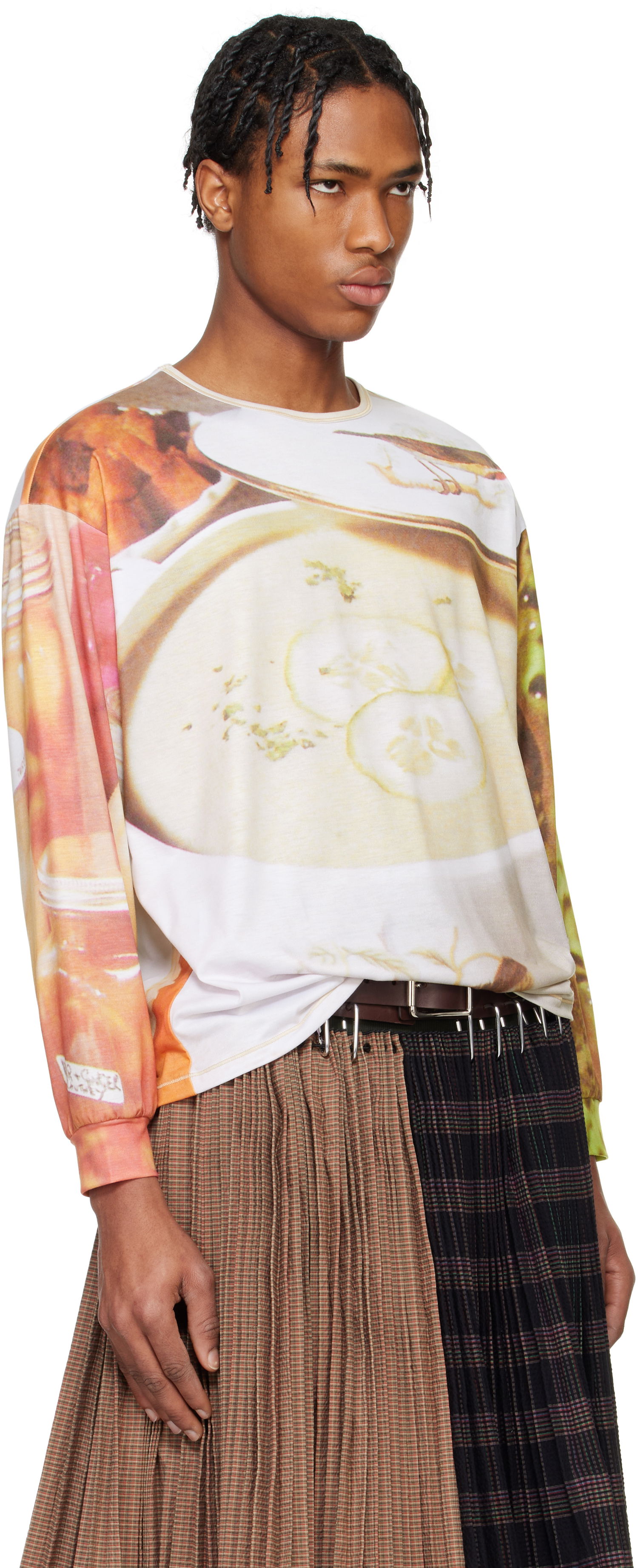 Пуловер Chopova Lowena Chopova Lowena Oversized Jersey Soup Graphic T-Shirt Бяло | 2313E, 1