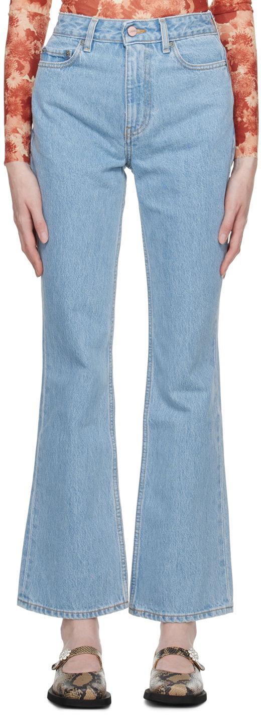 Дънки GANNI GANNI Faded Bootcut Jeans Синьо | F6623, 0