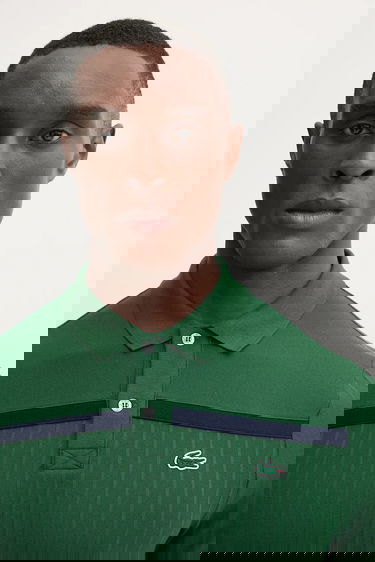 Поло тениска Lacoste Lacoste Ribbed Polo Shirt Зелено | DH8960, 3
