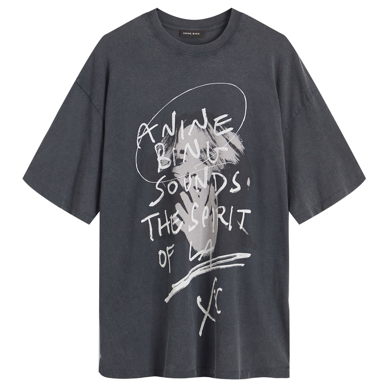 Тениска Anine Bing Kent Washed Black Graphic T-Shirt Сиво | A-08-10748-WBL1, 0