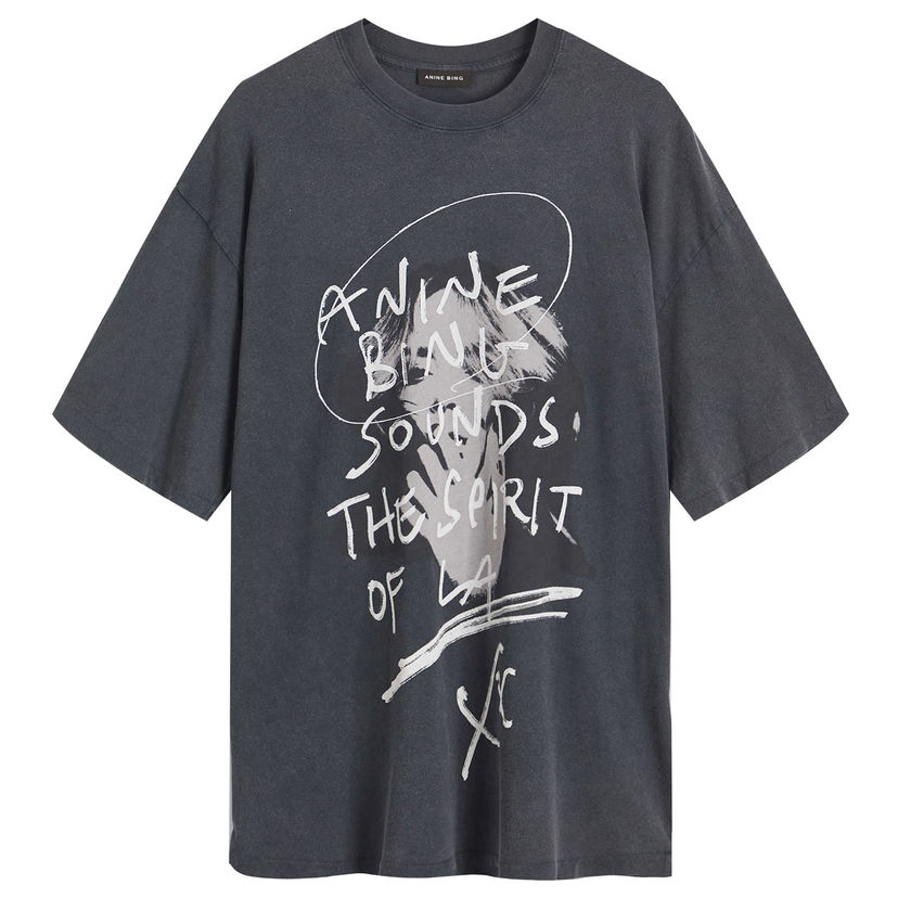 Тениска Anine Bing Kent Washed Black Graphic T-Shirt Сиво | A-08-10748-WBL1