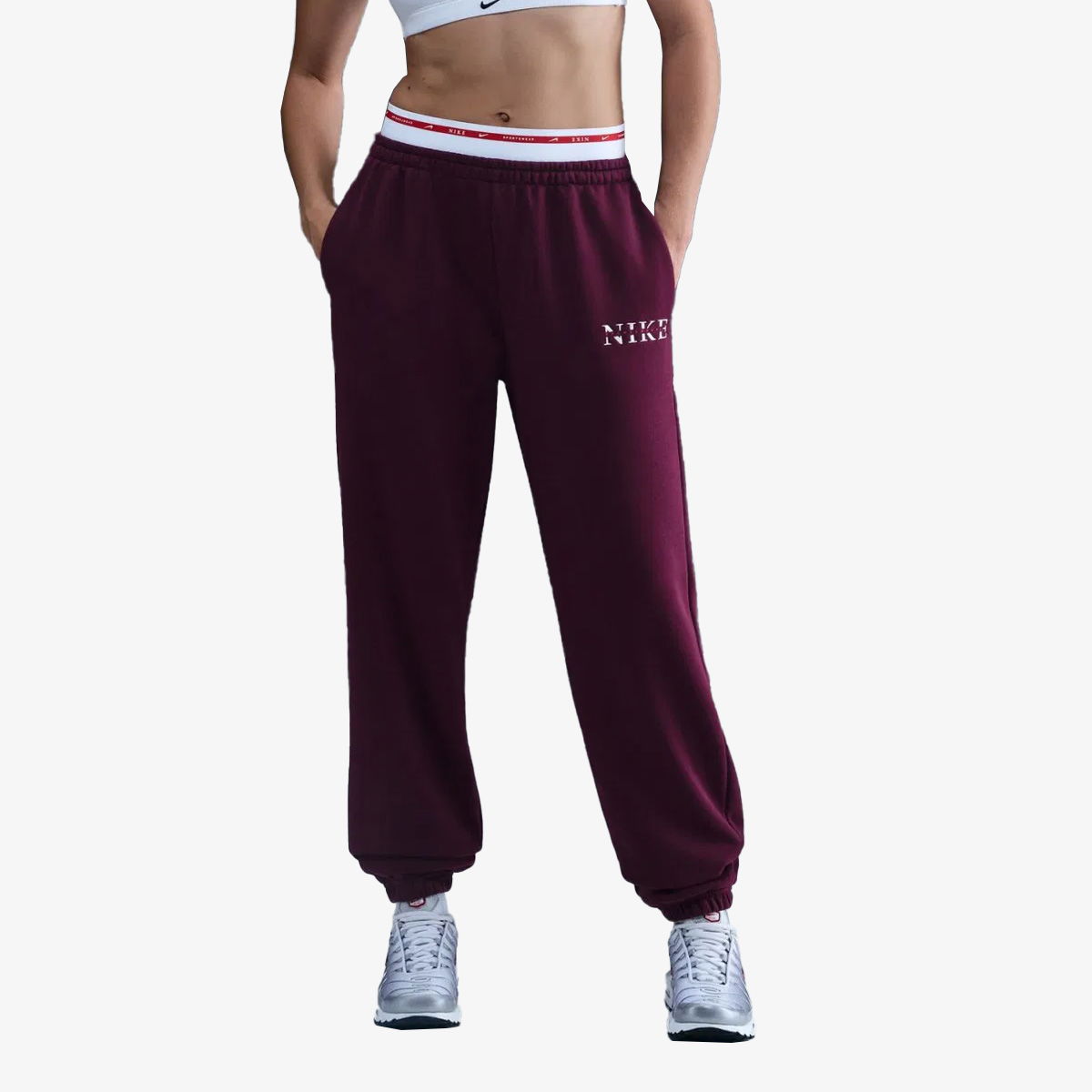 Спортни панталони Nike Phoenix Fleece High-Rise Pants Бургунди | IH4055-610, 0