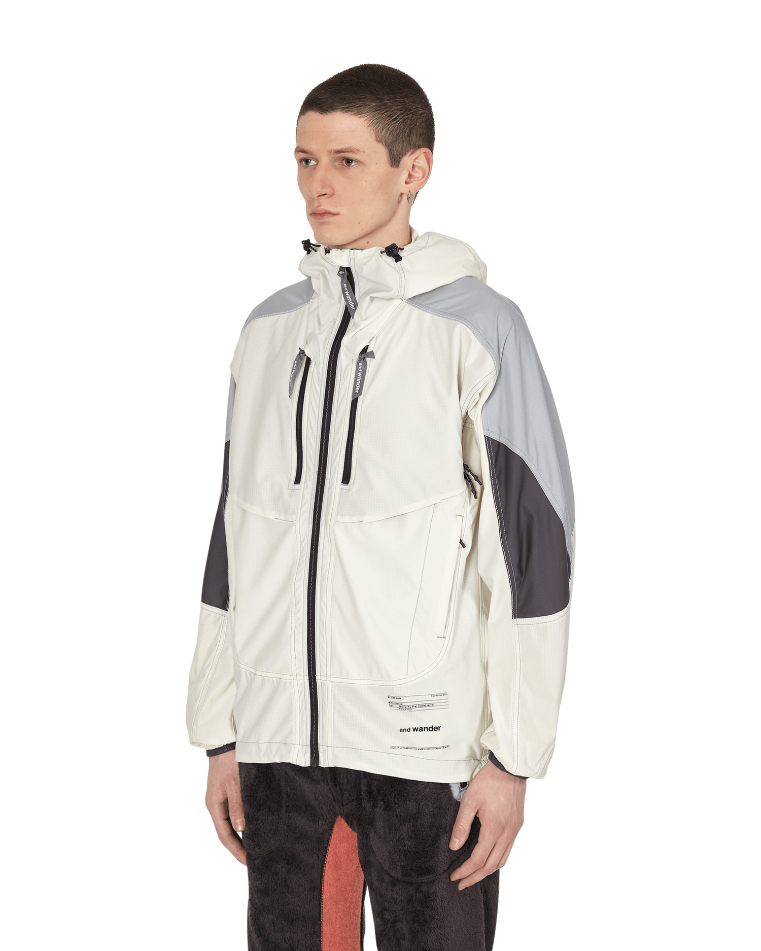 Яке and wander x Slam Jam Raschel Rip Shell Hooded Jacket Бяло | AWW-FT137 13, 1