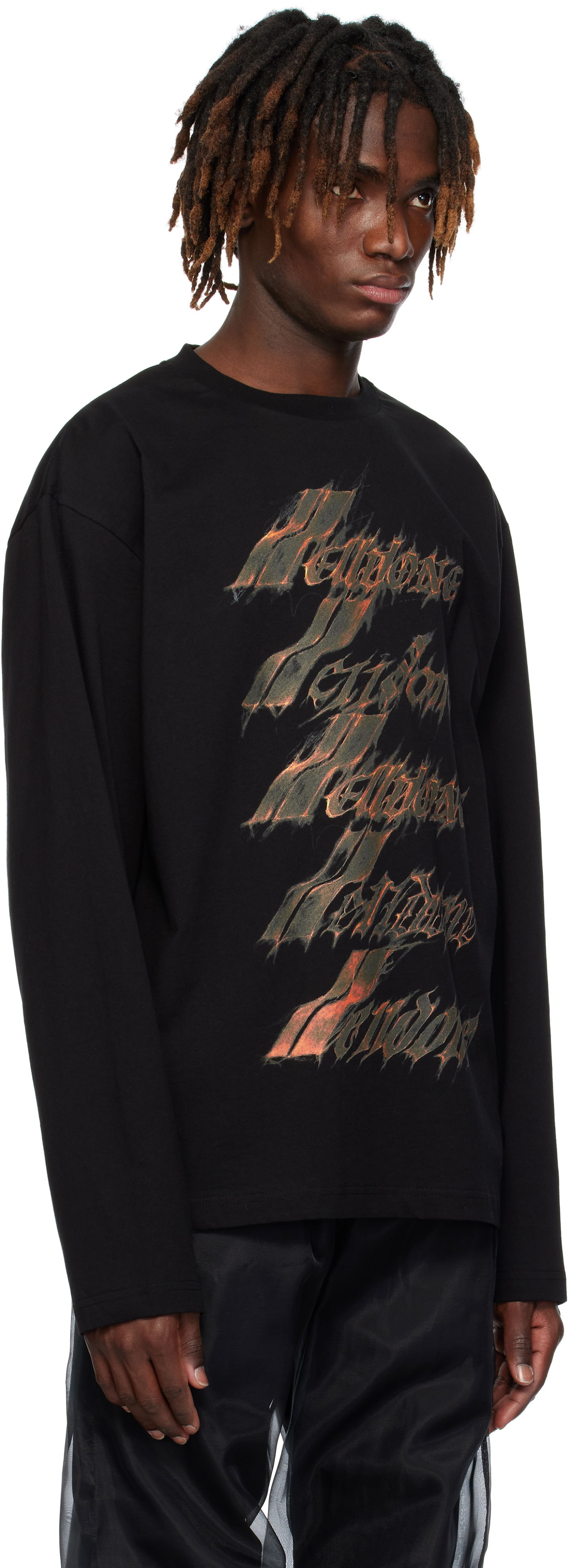 Тениска We11done We11done Spark Logo Graphic Long Sleeve T-Shirt Черно | WD-TT0-25-752-U-BK, 1