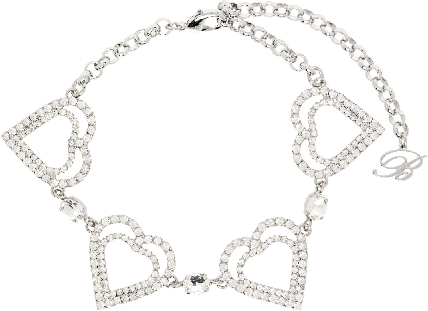 Гривна Blumarine Blumarine Rhinestone Hearts Choker Металик | P522W309A, 0