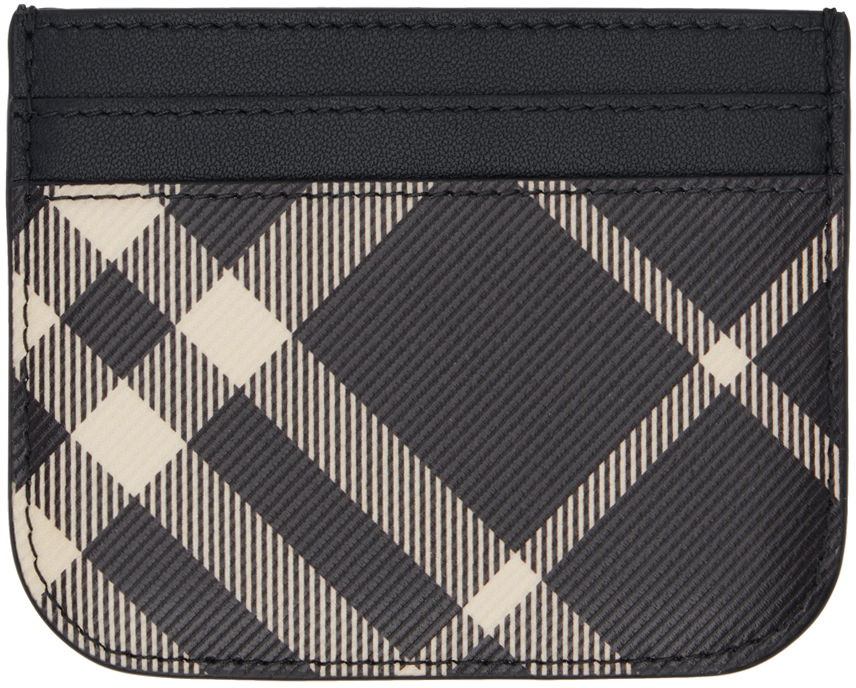 Облекло Burberry Black Check Card Holder Черно | 8095129, 0