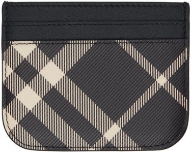 Облекло Burberry Black Check Card Holder Черно | 8095129, 0