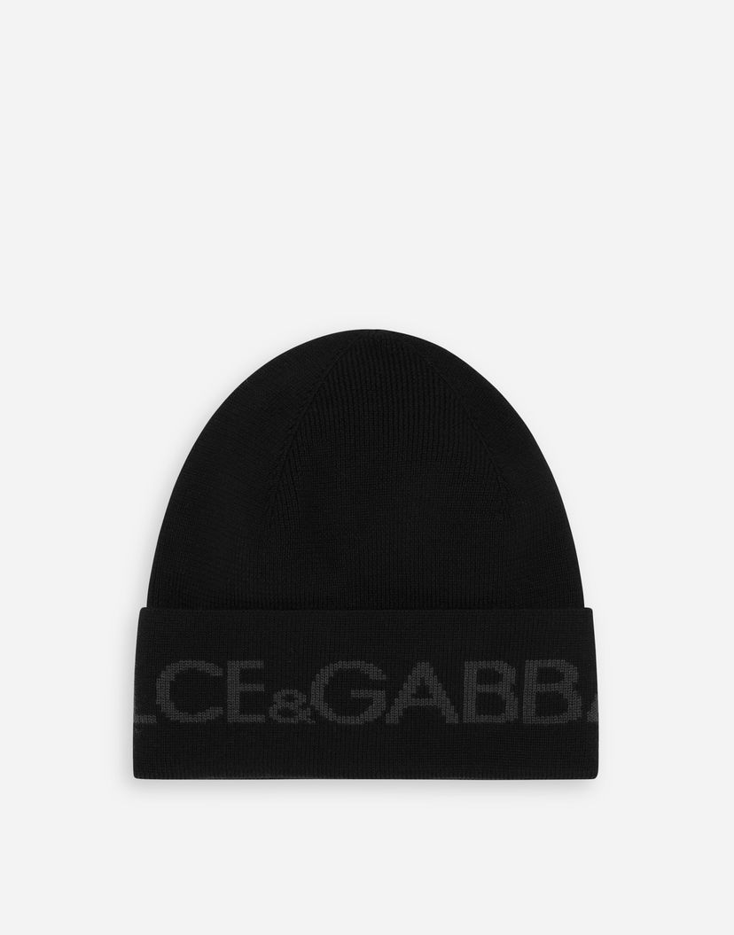 Шапка Dolce & Gabbana Wool Knit Hat With Logo Черно | GXA27TJCVZNN0000