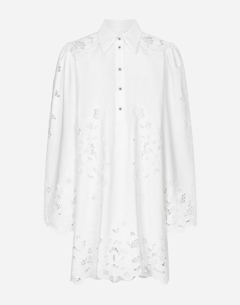 Риза Dolce & Gabbana Cotton Shirt Dress With Cut-Out Detailing Бяло | F6JMIZGDCJLW0800