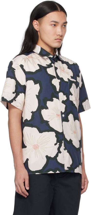 Риза A.P.C. Floral Print Short-Sleeve Shirt Синьо | COHEH-H12541, 1