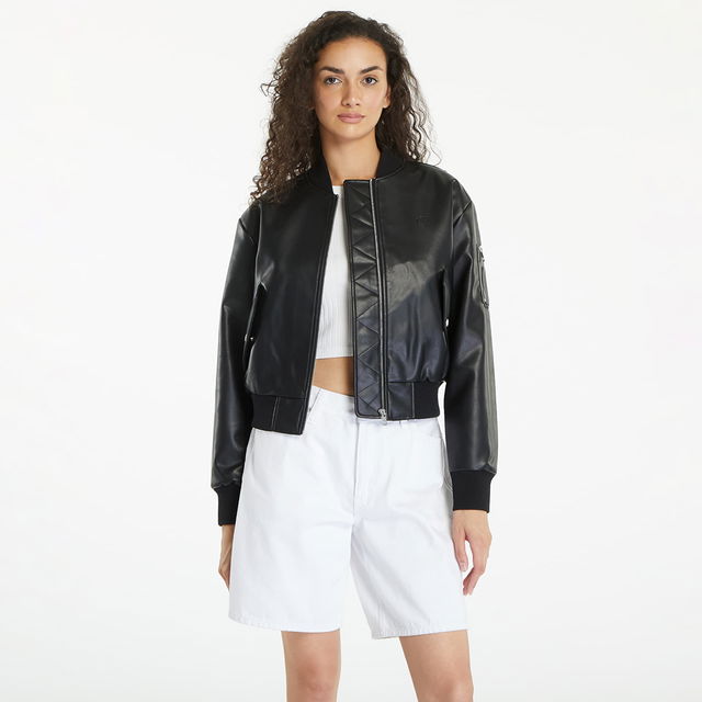 Faux Leather Bomber