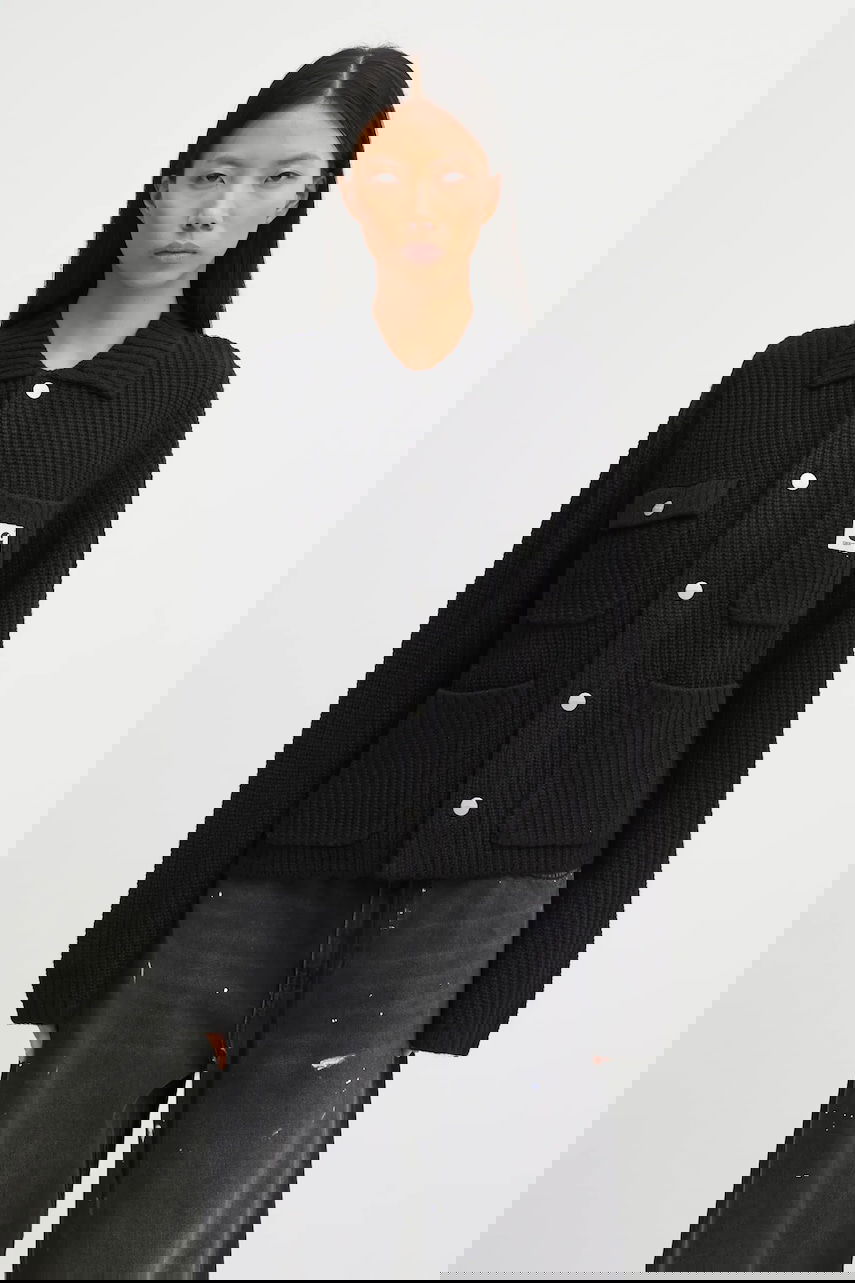 Пуловер Carhartt WIP Michigan Ribbed Knit Collared Wool Blend Sweater Черно | I035379.89XX, 0