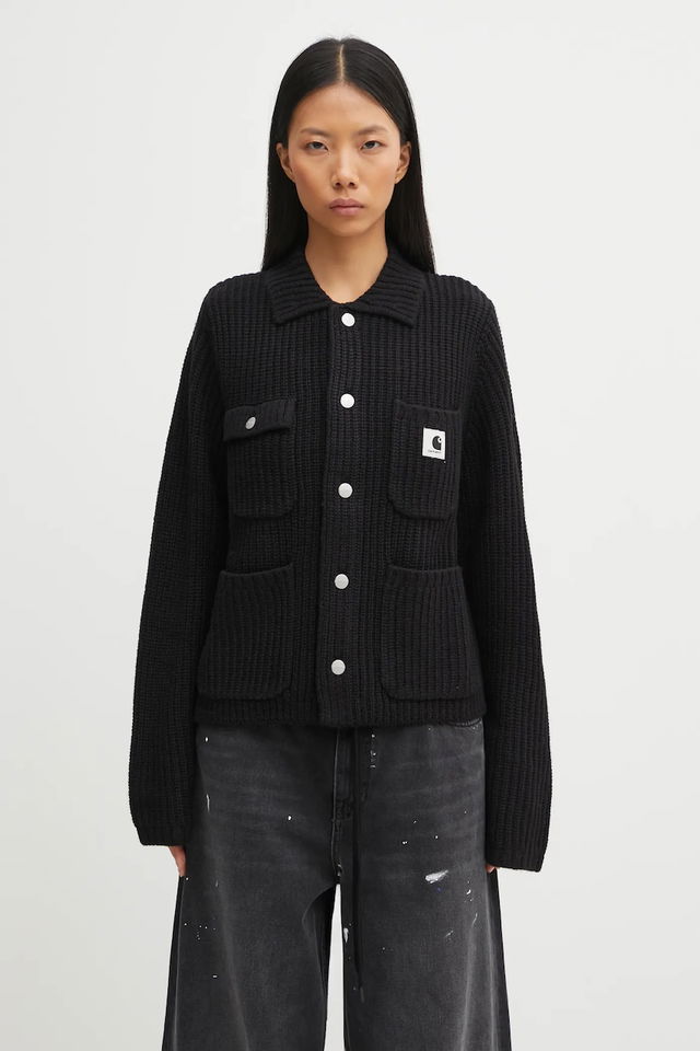 Michigan Ribbed Knit Collared Wool Blend Sweater