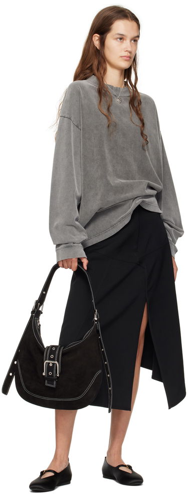 Дамска чанта OSOI Suede Shoulder Bag With Buckle Черно | 24FWB05004022, 3